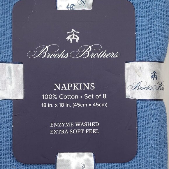 Brooks Brothers Oblong Tablecloth & Napkins Set 60"x104" 18"x18" Napkins Blue - Picture 6 of 13